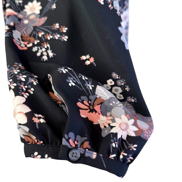 LOFT Black Floral Long Sleeve Dress Plus Size 18 - Picture 8 of 13